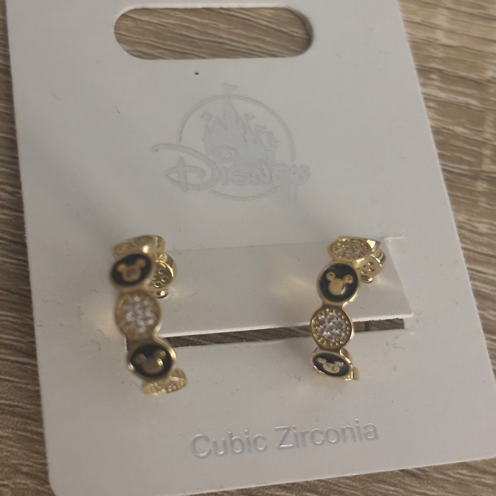 Disney Gold and CZ Mickey Earrings